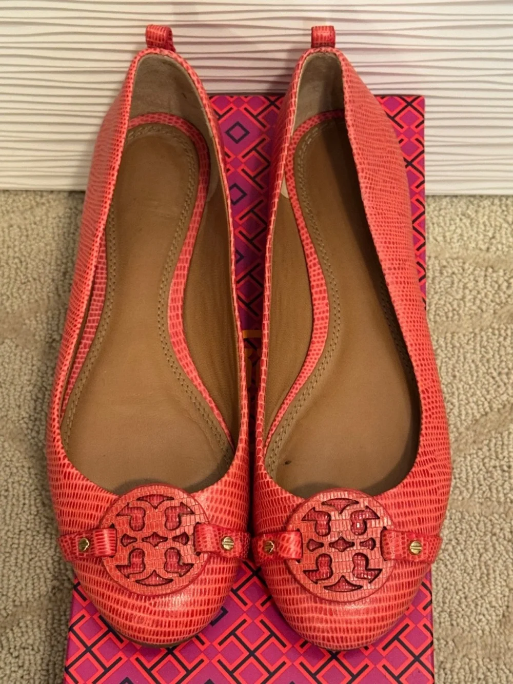 Tory Burch Mini Miller Ballet Flats Pink Size 8